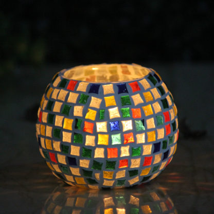 Mosaic candle holder-candle holder- glass candle holder- diwali gifts