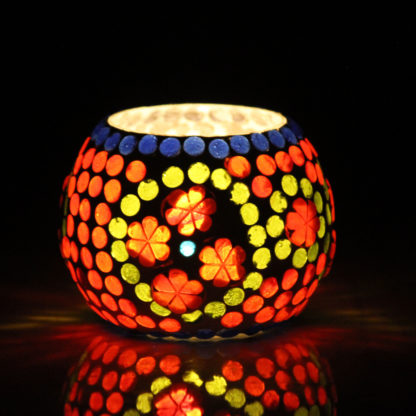 Mosaic candle holder-candle holder- glass candle holder- diwali gifts