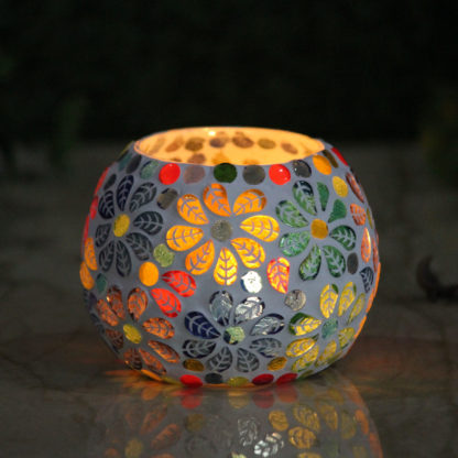 Mosaic candle holder-candle holder- glass candle holder- diwali gifts