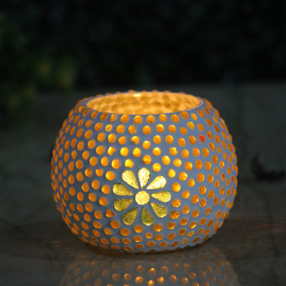 Mosaic candle holder-candle holder- glass candle holder- diwali gifts