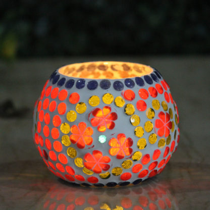 Mosaic candle holder-candle holder- glass candle holder- diwali gifts